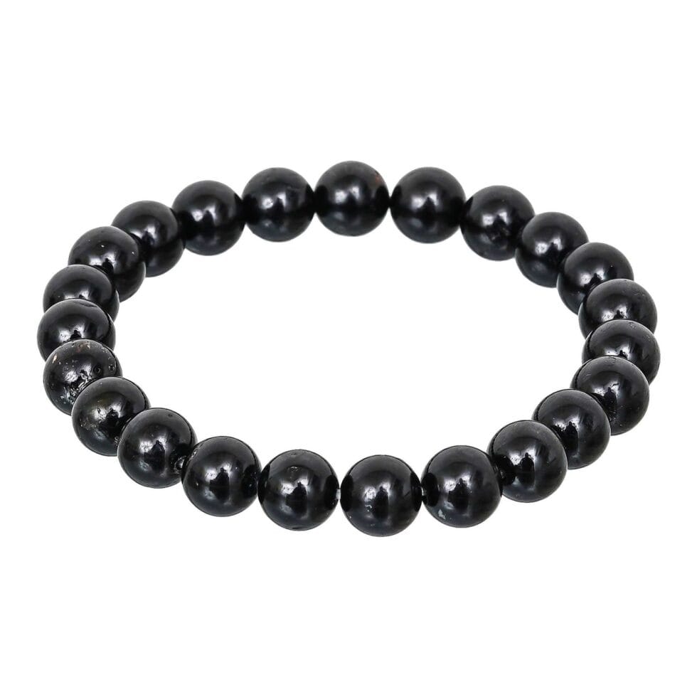 Black Tourmaline crystal beaded bracelet for protection, grounding, and negative energy removal