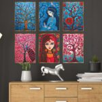 Set of Six Wall Paintings for Wall Dacoration Golden Framed Wall Paintings for Living Room & Bedroom Wall Art for Home Decoration & Office Wall Décor (17x13 inch CH-GD6-1) - AllHandmadeGoods