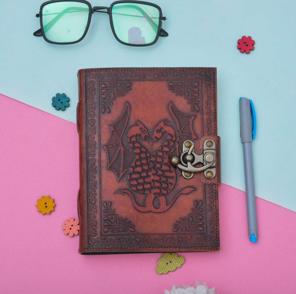 Dragon Spirit Handmade Red Leather Journal - AllHandmadeGoods