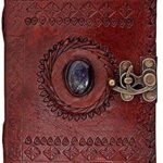 Royal Ruby Vintage Leather Journal with Gem Center - AllHandmadeGoods