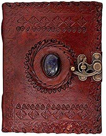 Royal Ruby Vintage Leather Journal with Gem Center - AllHandmadeGoods