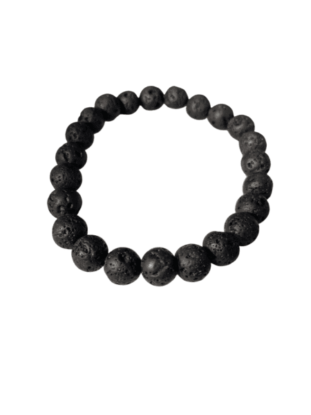 Black Lava stone beaded bracelet for grounding, strength, and calming energy with natural volcanic stones
