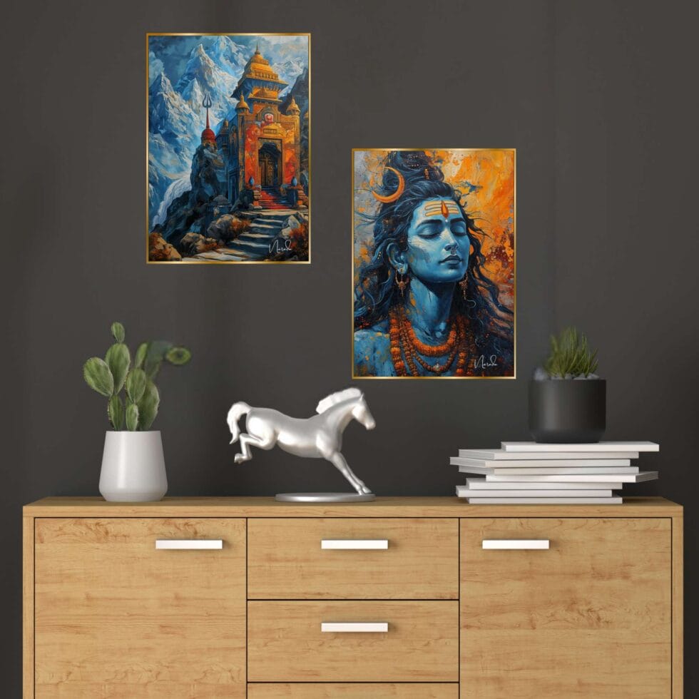 Set of Two Wall Paintings for Wall Dacoration Golden Framed Wall Paintings for Living Room & Bedroom Wall Art for Home Decoration & Office Wall Décor (14x11 inch CH-GD2-7) - AllHandmadeGoods