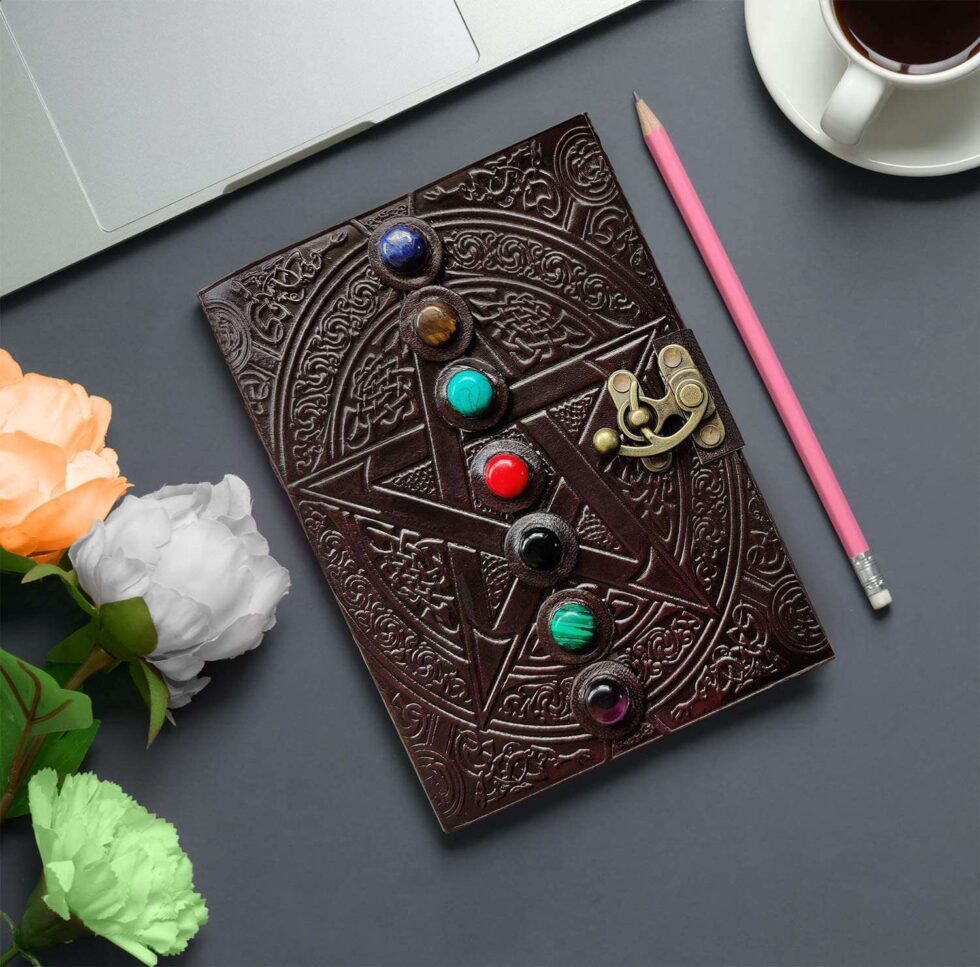 Chakra Stone Healing Leather Journal - AllHandmadeGoods