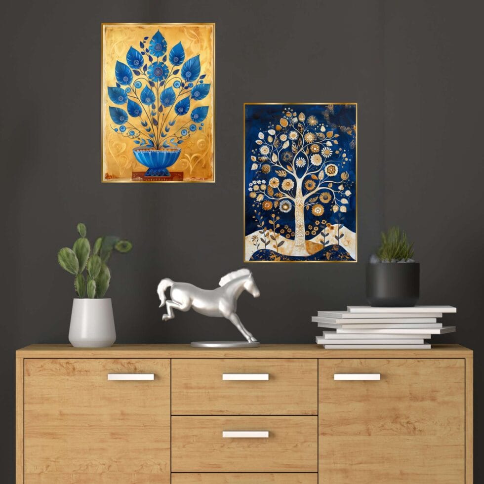 Set of Two Wall Paintings for Wall Dacoration Golden Framed Wall Paintings for Living Room & Bedroom Wall Art for Home Decoration & Office Wall Décor (14x11 inch CH-GD2-10) - AllHandmadeGoods