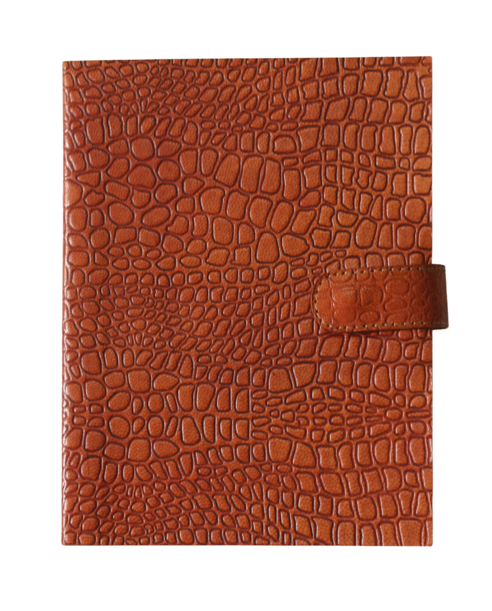 Rustic Brown Croc-Pattern Leather Journal - AllHandmadeGoods