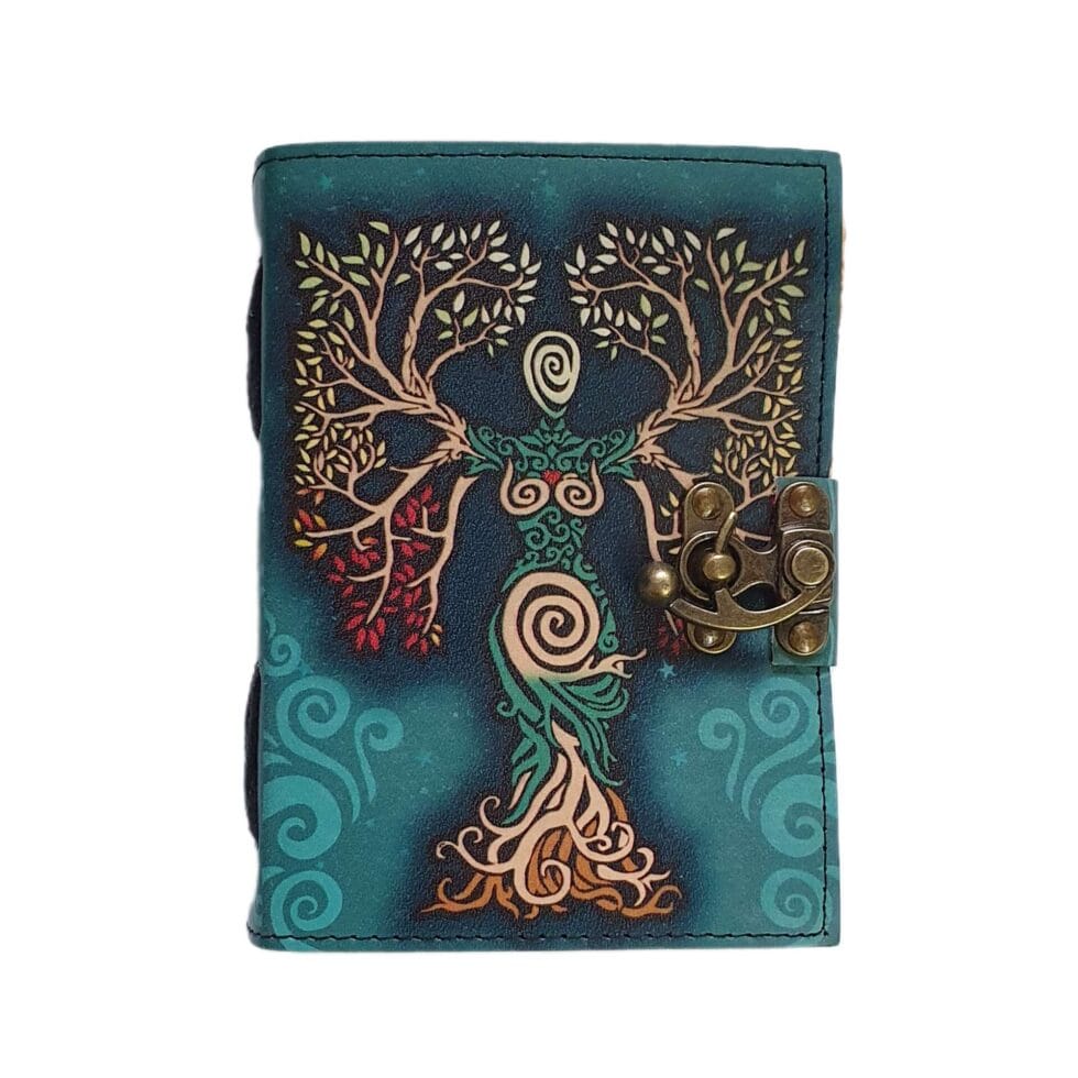 Teal Tree of Life Handmade Leather Diary - AllHandmadeGoods
