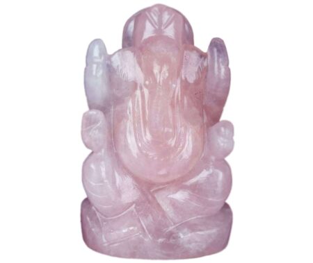 Rose Quartz Lord Ganesha idol carved gemstone statue for love, harmony, and home decor