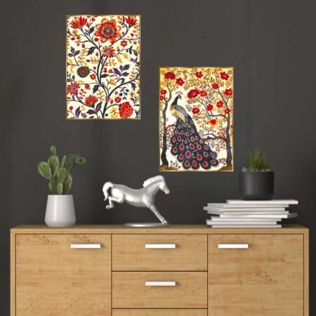 Set of Two Wall Paintings for Wall Dacoration Golden Framed Wall Paintings for Living Room & Bedroom Wall Art for Home Decoration & Office Wall Décor (14x11 inch CH-GD2-15)