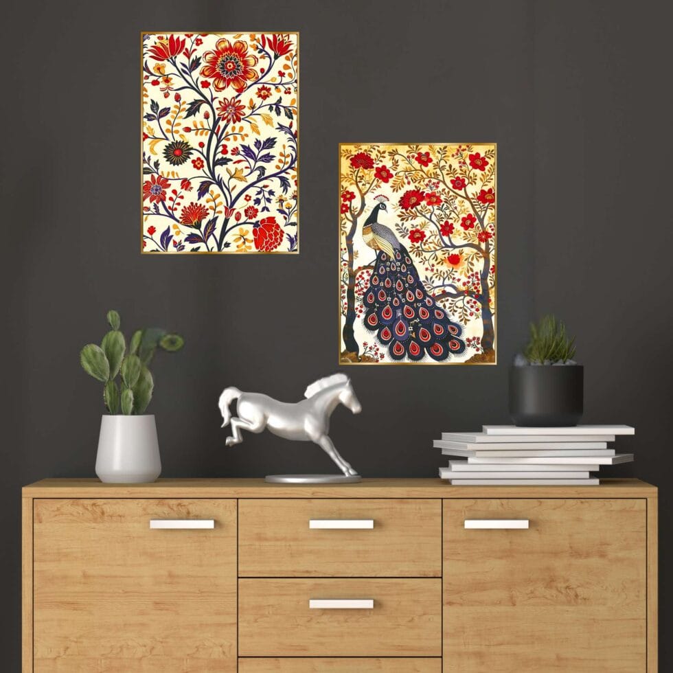 Set of Two Wall Paintings for Wall Dacoration Golden Framed Wall Paintings for Living Room & Bedroom Wall Art for Home Decoration & Office Wall Décor (14x11 inch CH-GD2-15) - AllHandmadeGoods