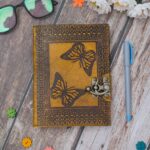 Butterfly Garden Tan Leather Journal