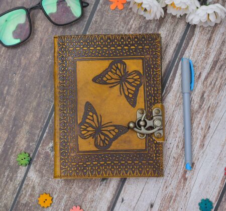 Butterfly Garden Tan Leather Journal