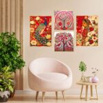 Set of Four Wall Paintings for Wall Dacoration Golden Framed Wall Paintings for Living Room & Bedroom Wall Art for Home Decoration & Office Wall Décor (13x10 inch CH-GD4-10) - AllHandmadeGoods