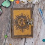 Sun Mandala Embossed Tan Leather Diary - AllHandmadeGoods