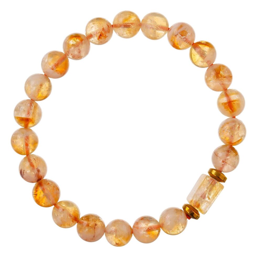 Citrine crystal beaded bracelet for wealth, success, and positive energy healing