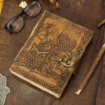 Hand-Carved Owl Design Vintage Leather Diary