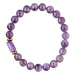 purple gemstone beaded bracelet with round natural stone beads for men and women jewelleryAmethyst crystal beaded bracelet with natural purple healing stones for calmness, spiritual growth, and stress relief