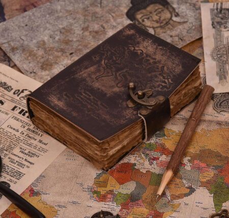 Classic Antique Lock Leather Journal – Dark Brown