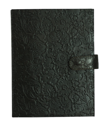 Floral Embossed Black Leather Journal