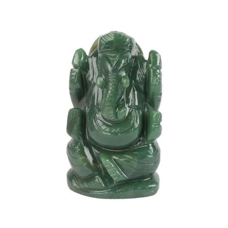 Green Aventurine Lord Ganesha idol carved gemstone statue for pooja room and home decor"