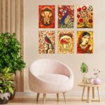 Set of Six Wall Paintings for Wall Dacoration Golden Framed Wall Paintings for Living Room & Bedroom Wall Art for Home Decoration & Office Wall Décor (17x13 inch CH-GD6-8) - AllHandmadeGoods