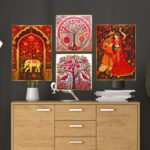Set of Four Wall Paintings for Wall Dacoration Golden Framed Wall Paintings for Living Room & Bedroom Wall Art for Home Decoration & Office Wall Décor (13x10 inch CH-GD4-3) - AllHandmadeGoods