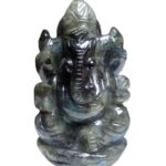 Labradorite Lord Ganesha idol carved gemstone statue for pooja room and home decor