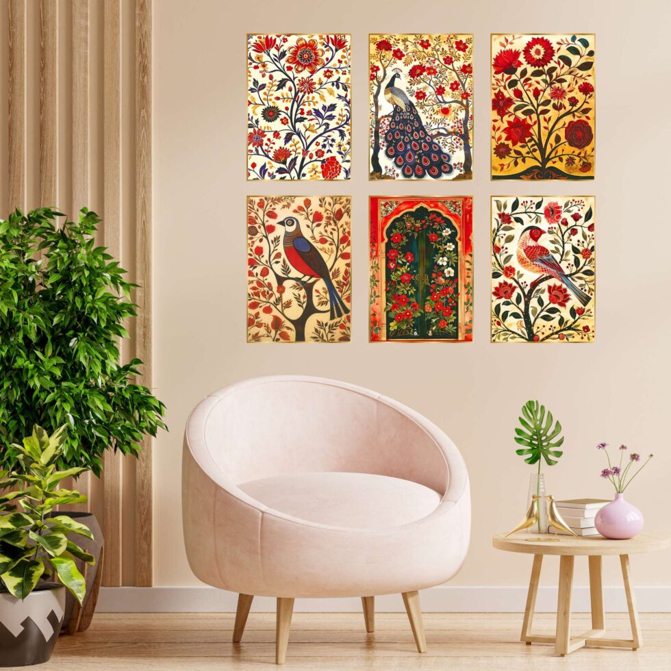 Set of Six Wall Paintings for Wall Dacoration Golden Framed Wall Paintings for Living Room & Bedroom Wall Art for Home Decoration & Office Wall Décor (17x13 inch CH-GD6-9) - AllHandmadeGoods