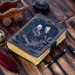 Lovers Tarot Embossed Leather Journal – Deep Navy