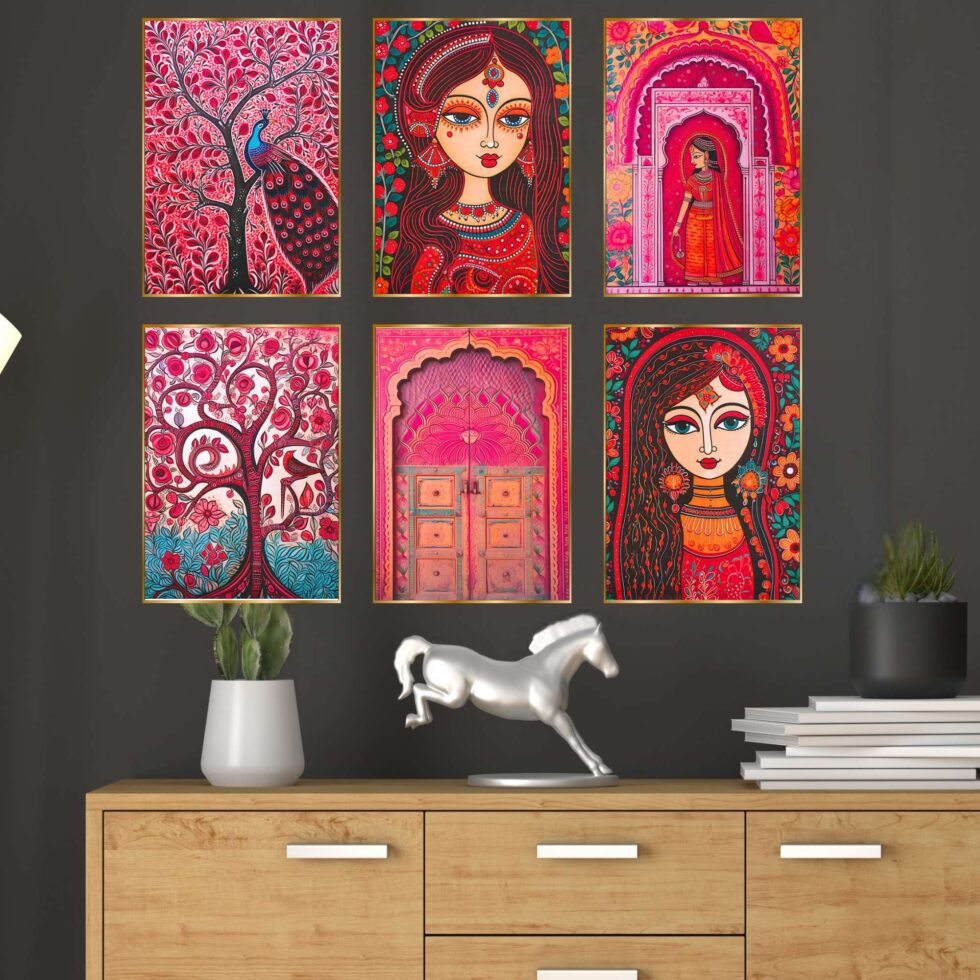 Set of Six Wall Paintings for Wall Dacoration Golden Framed Wall Paintings for Living Room & Bedroom Wall Art for Home Decoration & Office Wall Décor (13x10 inch CH-GD6-4) - AllHandmadeGoods