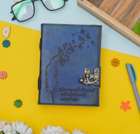 Sky Voyage Handmade Blue Leather Travel Journal