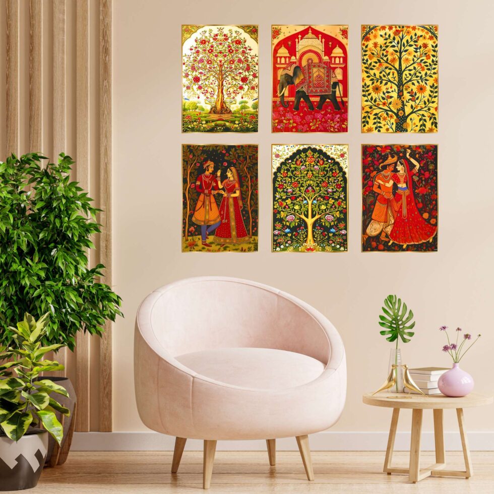 Set of Six Wall Paintings for Wall Dacoration Golden Framed Wall Paintings for Living Room & Bedroom Wall Art for Home Decoration & Office Wall Décor (13x10 inch CH-GD6-10) - AllHandmadeGoods