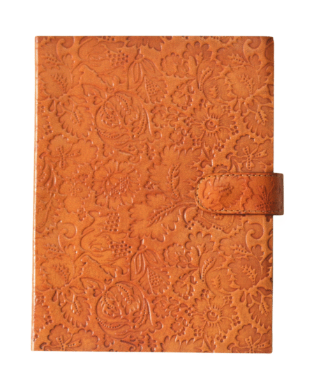 Classic Floral Pattern Tan Leather Journal