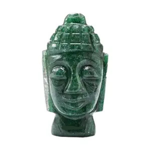 Green Aventurine Buddha head idol for meditation, healing, and home decor