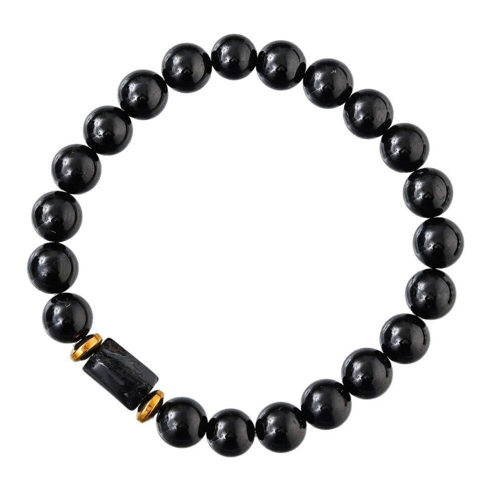 Black Tourmaline crystal beaded bracelet with natural healing stone for protection, grounding, and energy cleansing