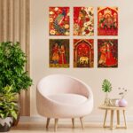 Set of Six Wall Paintings for Wall Dacoration Golden Framed Wall Paintings for Living Room & Bedroom Wall Art for Home Decoration & Office Wall Décor (17x13 inch CH-GD6-11) - AllHandmadeGoods