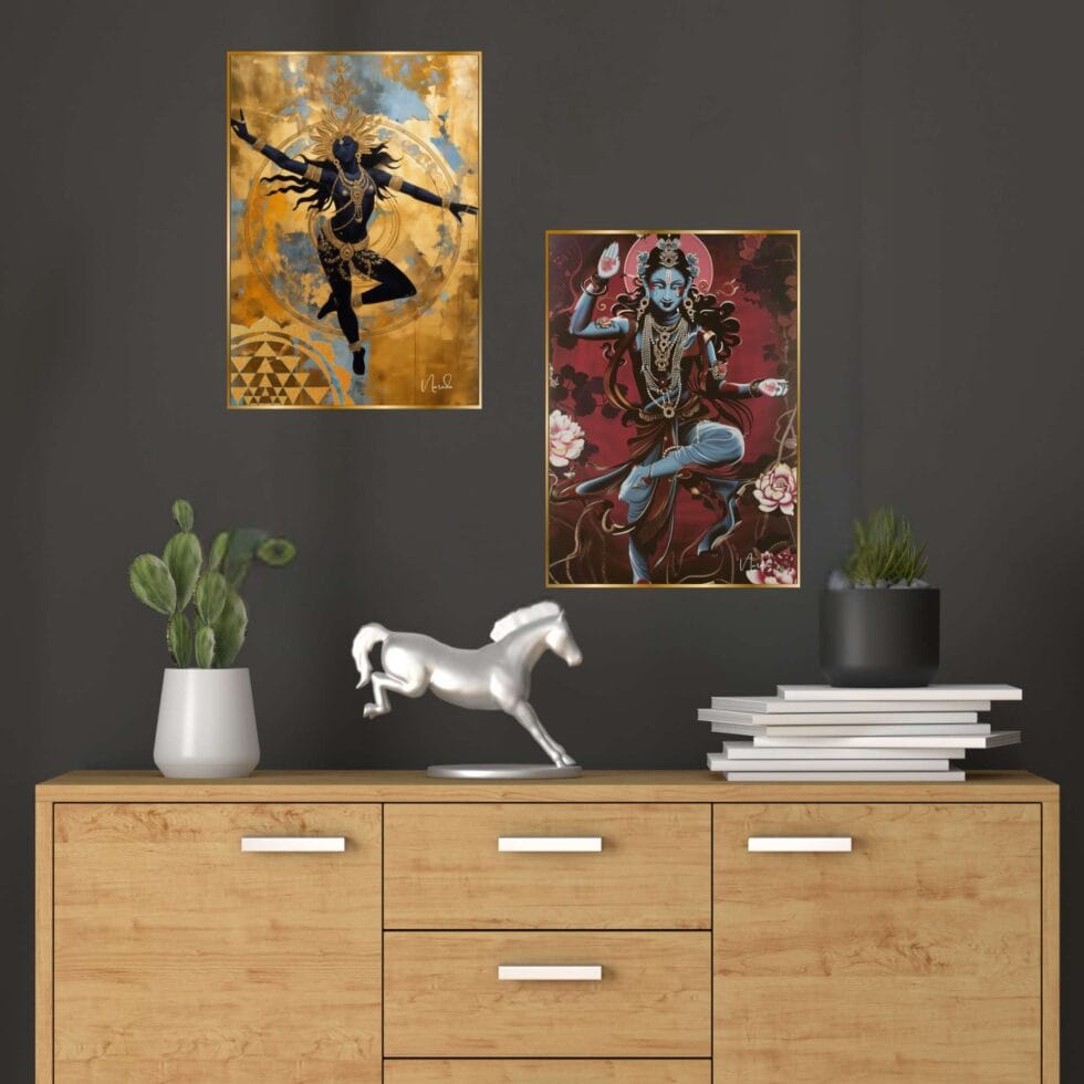 Set of Two Wall Paintings for Wall Dacoration Golden Framed Wall Paintings for Living Room & Bedroom Wall Art for Home Decoration & Office Wall Décor (14x11 inch CH-GD2-1) - AllHandmadeGoods