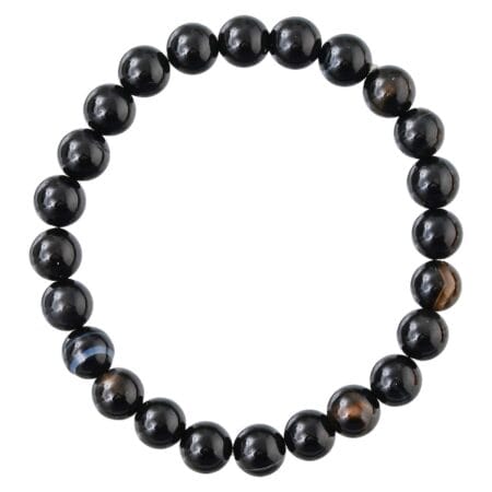 Black Agate crystal beaded bracelet for grounding, protection, and emotional balance
