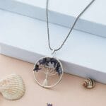 Sodalite Pendant Tree of Life Crystal Stone Pendant Locket with Metal Chain for Healing Crystal Healing Gemstone Size 35-40 mm soda lite - AllHandmadeGoods Iolite Tree of Life pendant necklace with natural crystals for intuition, focus, and spiritual growth