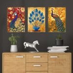 Set of Three Wall Paintings for Wall Dacoration Golden Framed Wall Paintings for Living Room & Bedroom Wall Art for Home Decoration & Office Wall Décor (18x12 inch CH-GD3-4) - AllHandmadeGoods