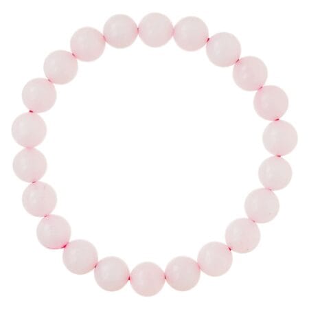 Rose quartz round bead bracelet for love, healing, emotional balance, and positive energy"