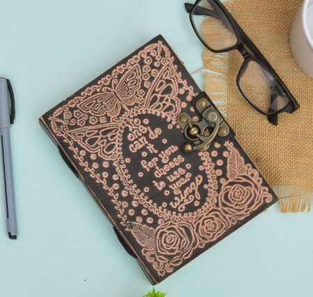 Rose Garden Embossed Brown Leather Journal