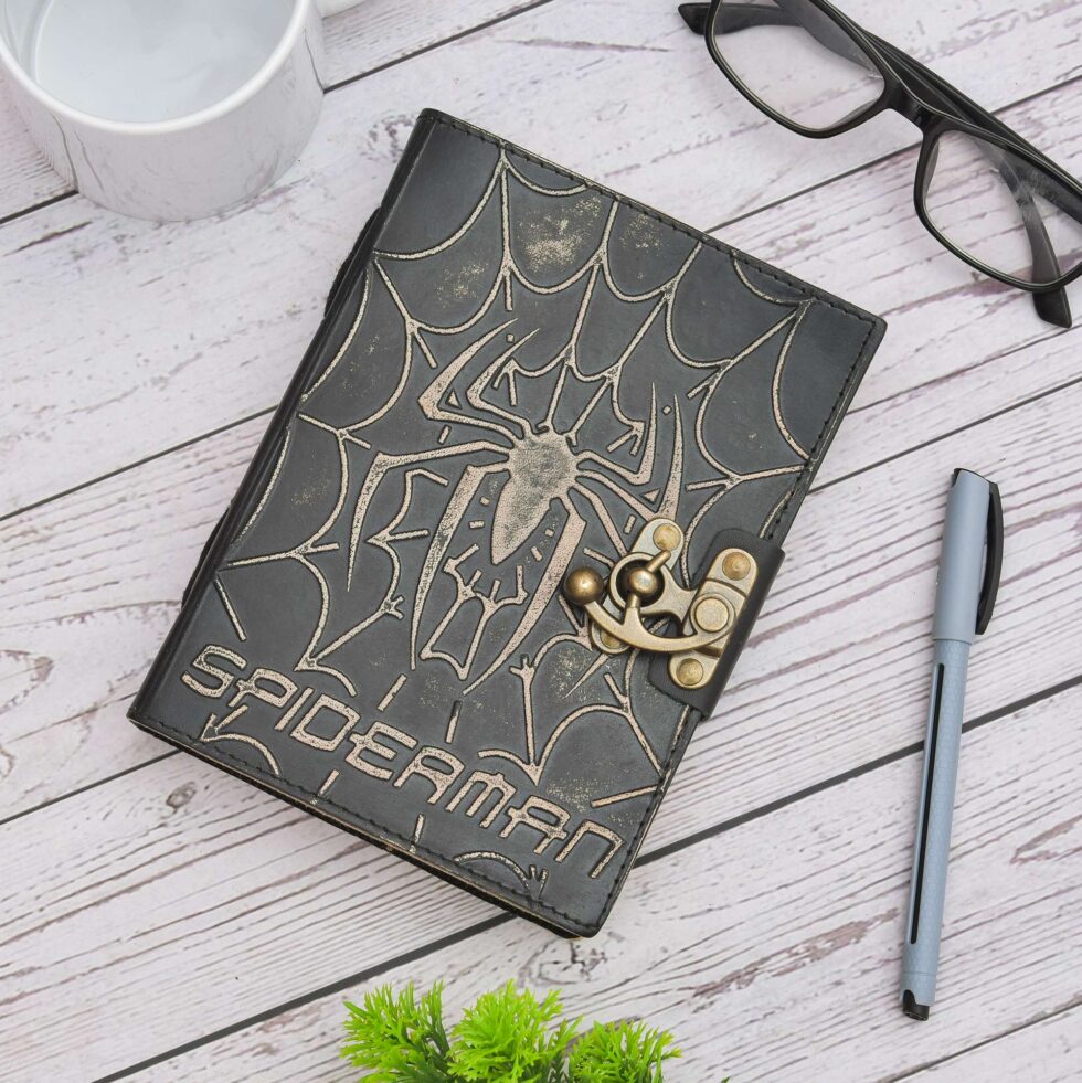 Spider Web Embossed Vintage Leather Journal - AllHandmadeGoods