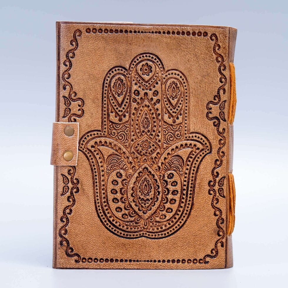 Hamsa Hand Protection Leather Journal - AllHandmadeGoods