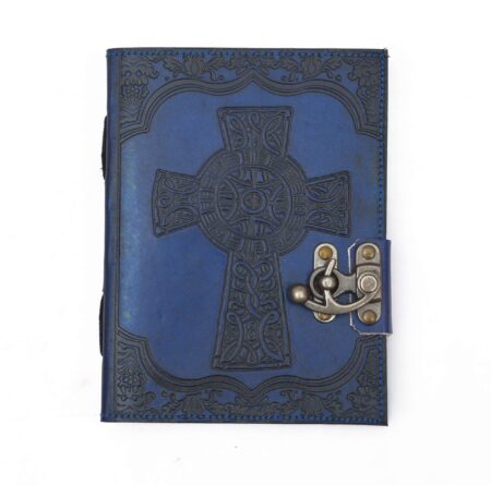 Celtic Cross Navy Leather Journal