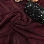 Women's Rich Wine Tissue Silk Saree with All-Over Sequin Embroidered Blouse Piece - AllHandmadeGoods