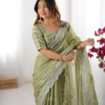 Women's Elegant Regal Purple Georgette Saree with Intricate Silver Thread & Sequin Embroidery – Complete with Embellished Blouse Piece for Festive & Party Wear - AllHandmadeGoods