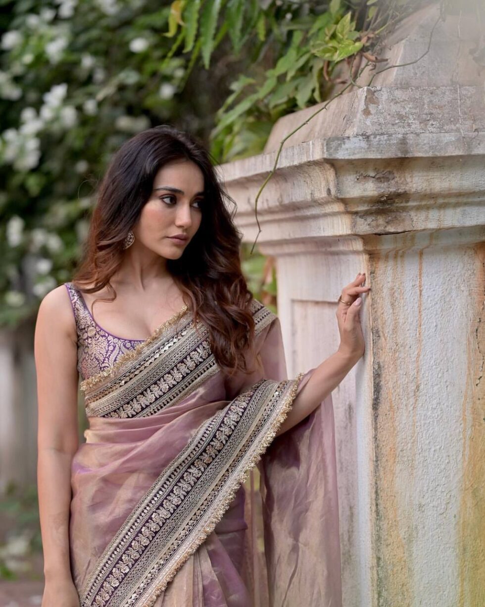 Women's Luxurious Mauve & Purple Art Silk Saree with Intricate Golden Zari & Broad Embroidered Border – Complete with Brocade Blouse for Festive & Wedding Wear - AllHandmadeGoods