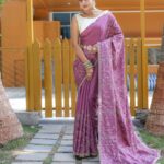 Women's Royal Prussian Blue Georgette Saree with Intricate Silver Thread & Mirror Work Embroidery – Perfect for Festive & Wedding Celebrations - AllHandmadeGoods