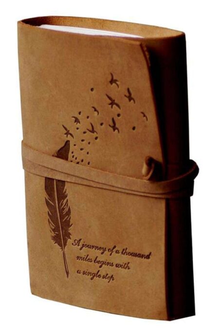 Feather Quote Tan Leather Journal – Journey Edition